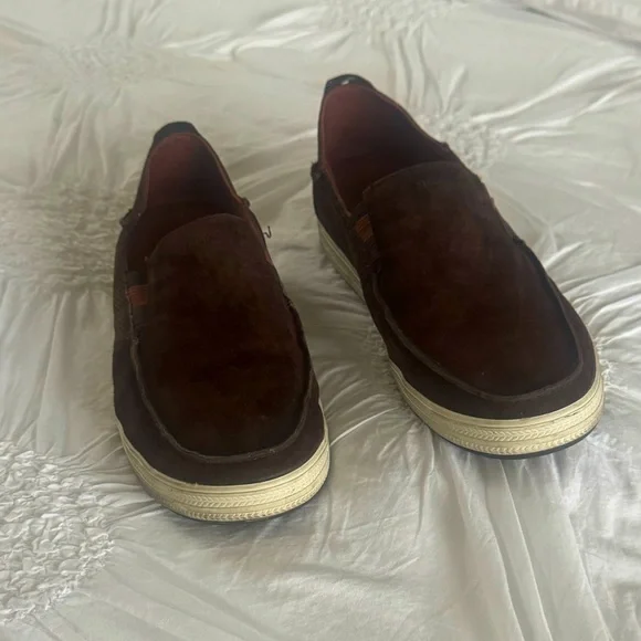 OluKai Pahono Mens 9.5 Dark Brown Leather Suede Slip On Shoes Loafers Drop-In Olukai Mens Size 9 Unmarked Pahono Slip-on Loafers Brown  main image 3